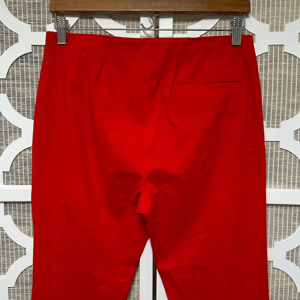 Theory Red Linen Blend Cigarette Pants Womens 2 Red Holiday Office Stretch Chic - Picture 7 of 12